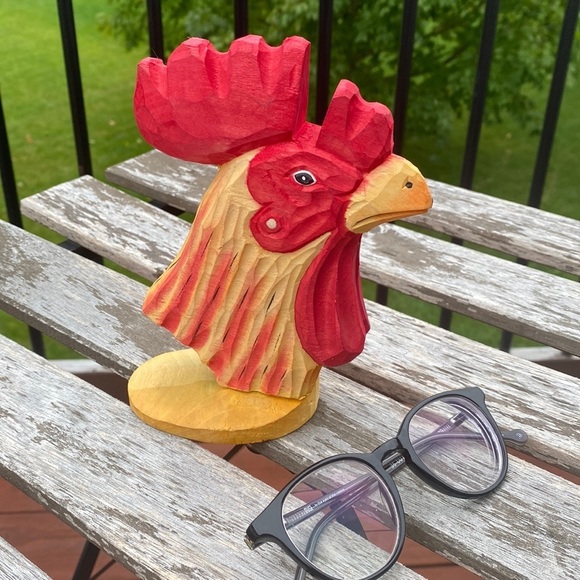 peepers Storage & Organization Peepers Hand Carved Wooden Rooster